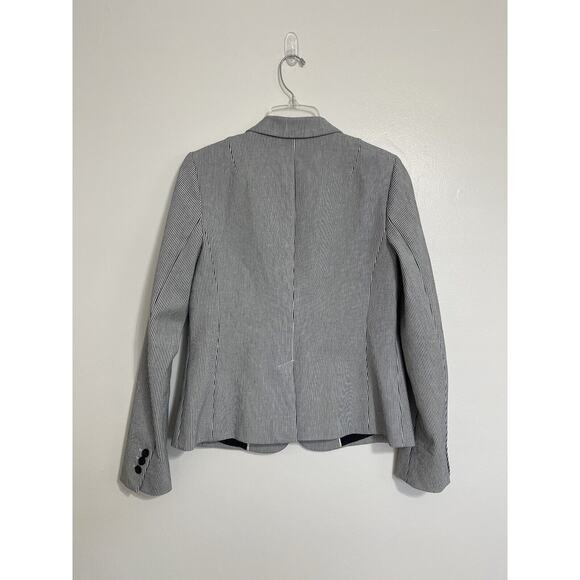 Banana Republic Classic Fit Striped Blazer Size 6 Gray White Classic Preppy - Picture 2 of 10